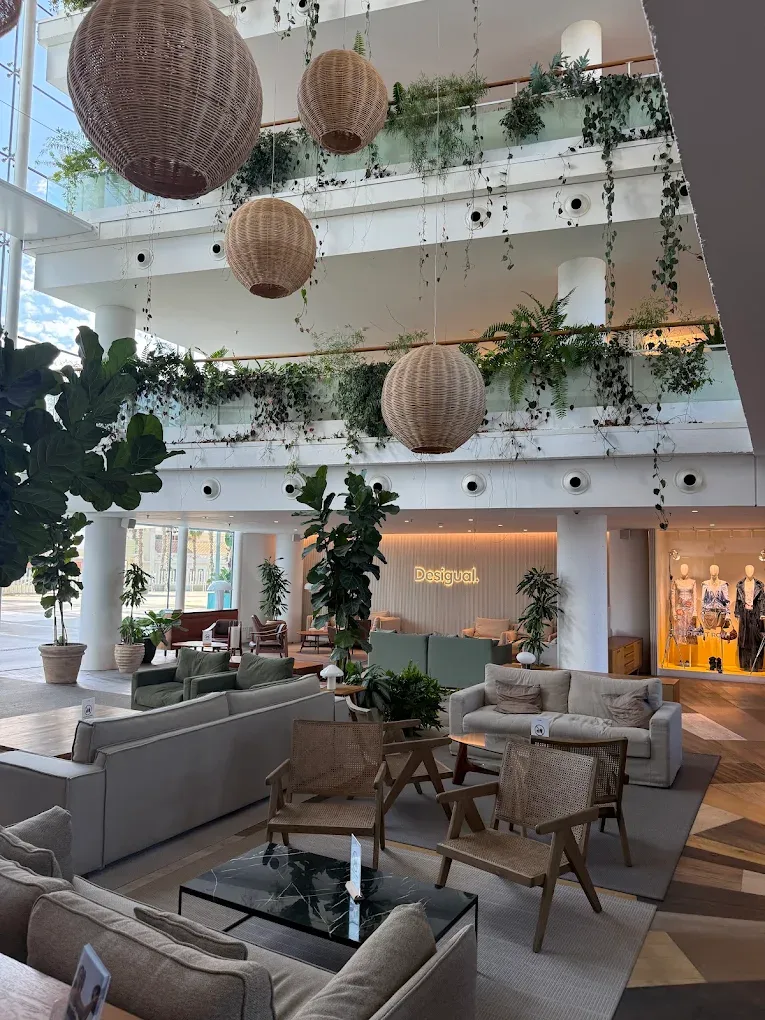 The plant-filled atrium at Norrsken House