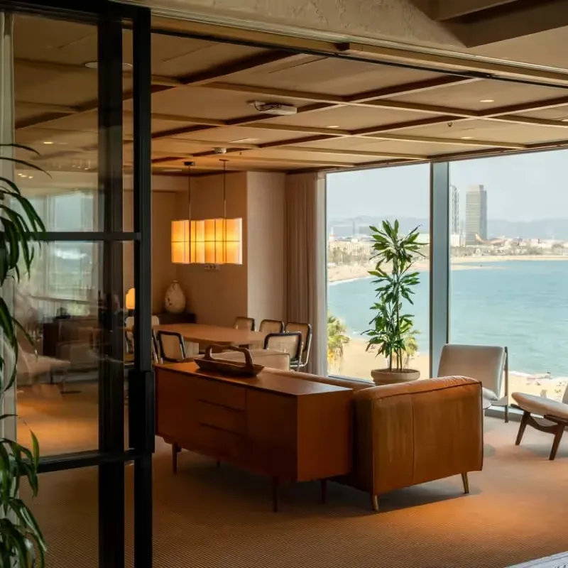 The office, with the Mediterranean outside the window